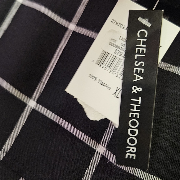 Chelsea & Theodore Black & White Check Grid Print Shirt Dress, X-Large,NWT - Picture 12 of 12